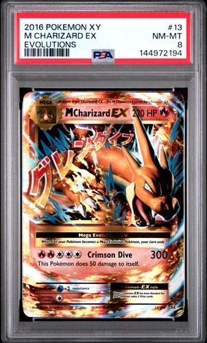 2016 POKEMON XY EVOLUTIONS #13 M CHARIZARD EX PSA 8
