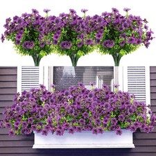 UV Resistant Artificial Outdoor Flowers, 12 Bundles Fake Outdoor Silk Flowers...