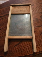 Washboard, wood and glass 8 1/2" x 17"