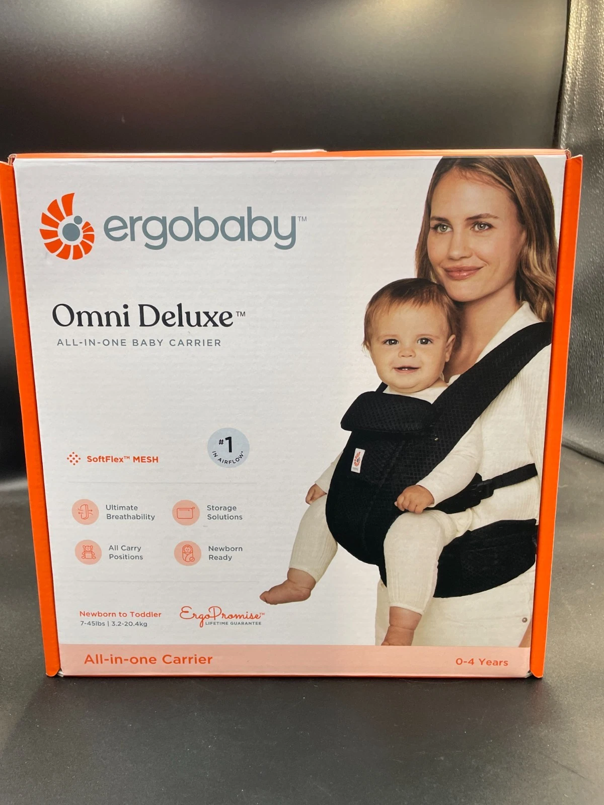 Ergobaby Omni Deluxe All-in-One Baby Carrier (0-4 Years) - Black - NEW