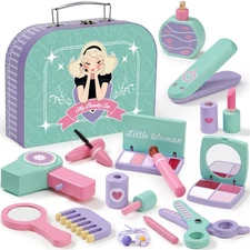 Toyssa Wooden Pretend Makeup for Toddlers 3-5, Makeup Sets for Girls 3-4 with...