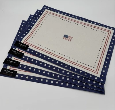 Pottery Barn Chilewich Americana Vinyl Tischsets ~ 4er Set - Bild 1 von 4