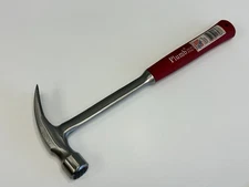 Plumb USA 11-398 (NOS NEW) Solid Steel RED GRIP 28oz Claw Hammer, Checkered Face