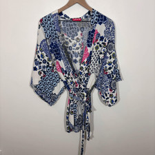 Josie by Natori Size Large Belt Tie Kimono Robe Mixed Patters