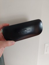 COACH Sunglasses Hard Case Black Leather Clam Shell Eyeglasses Case New York NYC