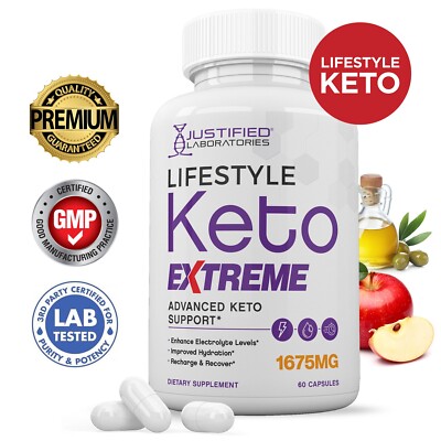 Lifestyle Keto ACV Pills Extreme 1675MG New Improved Formula 60 Capsule
