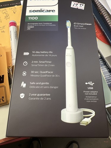 Nuovo Philips Sonicare 1100 Spazzolino Elettrico Ricaricabile Bianco Grigio HX3641/02 - Foto 2 di 2