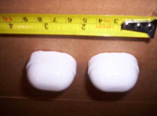 2 VINTAGE OBLONG DOMED PORCELAIN TOILET BOLT NUT COVER CAPS