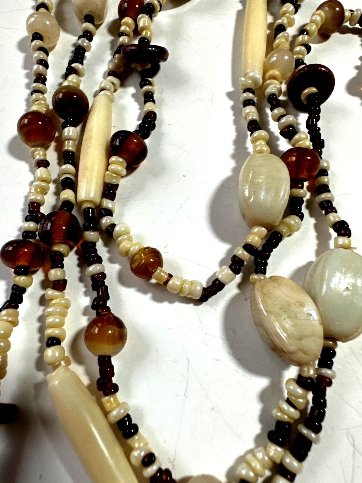Extra Long Statement Boho Glass Bead Necklace Bro… - image 3