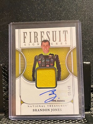 Brandon Jones 2023 National Treasures Firesuit Signatures Silver Auto #8/49
