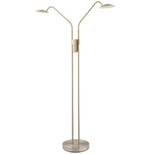 Double Arm Nickel Floor Lamp with Dimmer and Colour Control Warm-Cool White b...