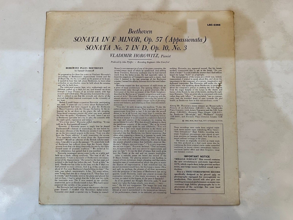 Beethoven – Sonata In F Minor, Op. 57 LP - RCA Victor Red Seal
