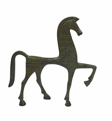 Tanzpferd kleine Bronzeskulptur mit Schnitzereien - Symbol für Reichtum und Status