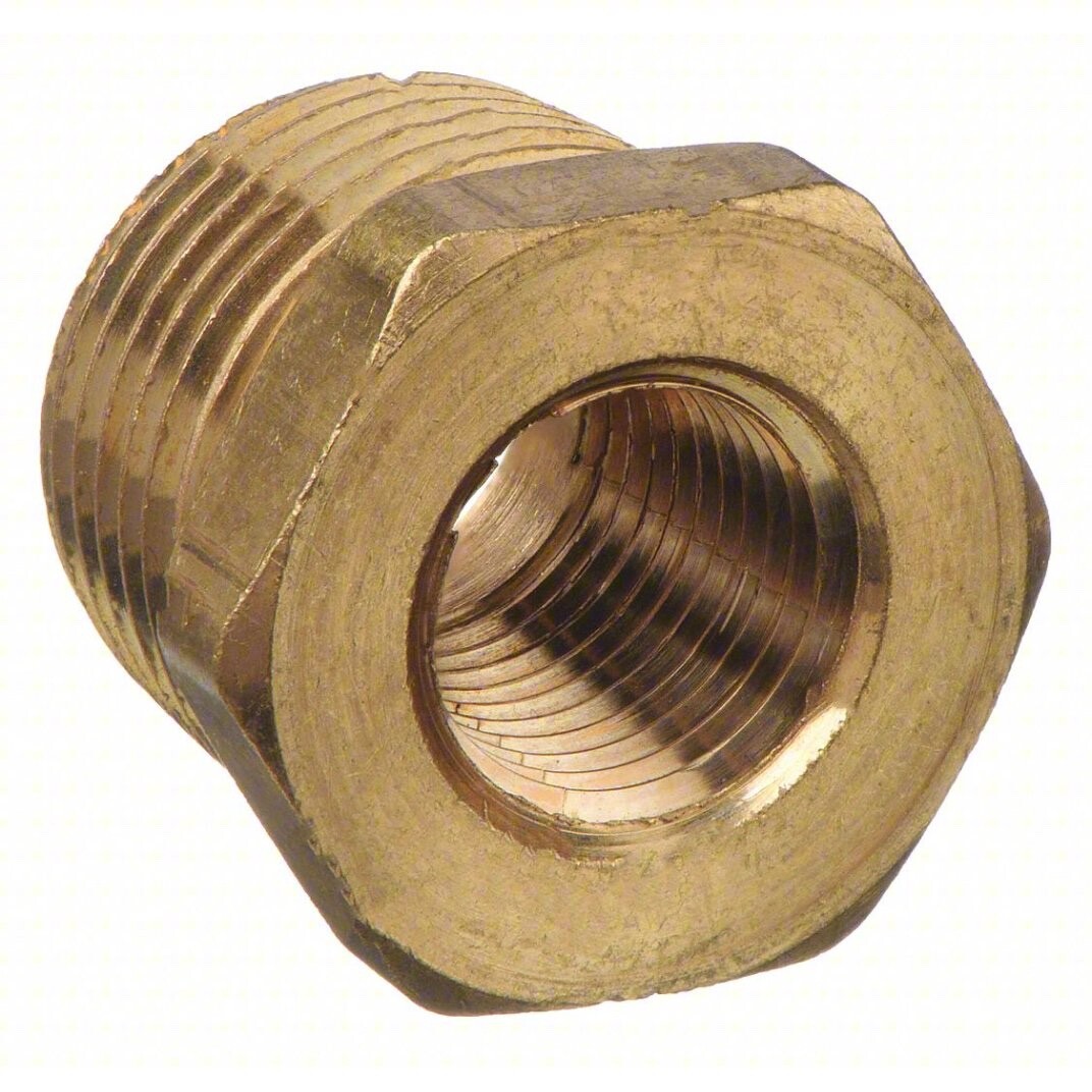 1/2" Male NPT x 1/8" Female NPT Brass Hex Reducing Bushing-4pcs