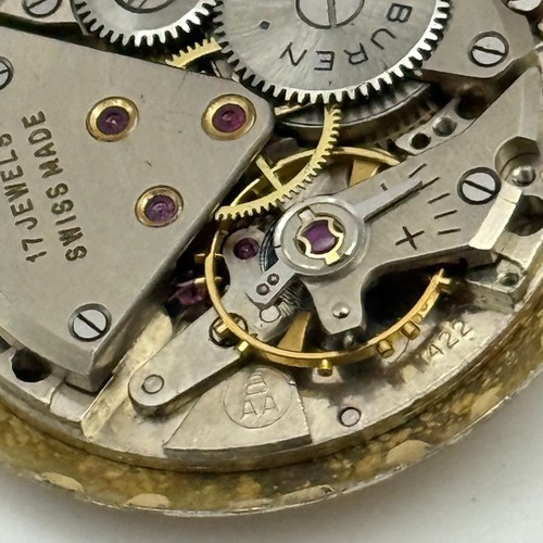 25.9mm Vintage Buren 1422 BAA Swiss Made Manual Wind Watch Movement PARTS REPAIR - Picture 9 of 15