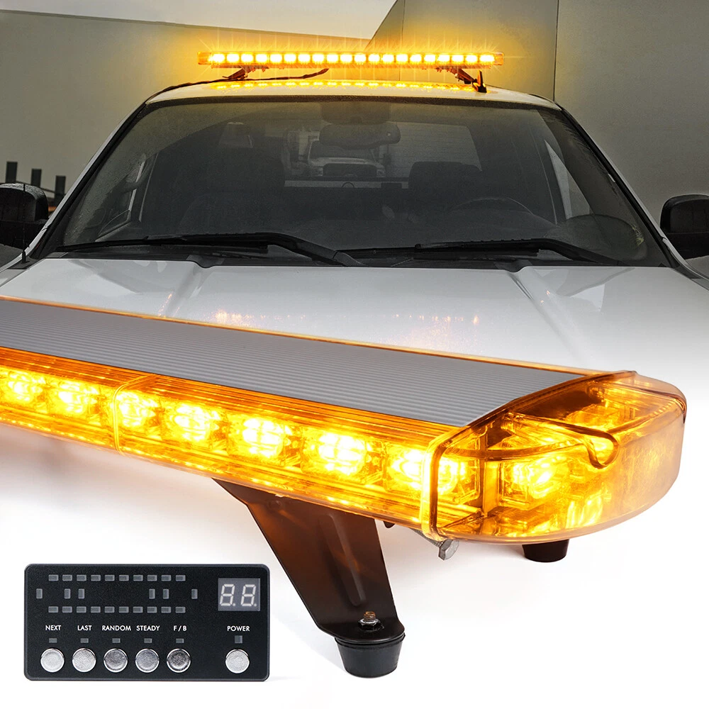 48 In LED Strobe Light Bar Amber Rooftop Emergency Hazard Warning