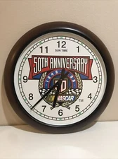 1998 NASCAR 50TH ANNIVERSARY WALL CLOCK OFFICIALLY LICENSED by SUNTIME 24”