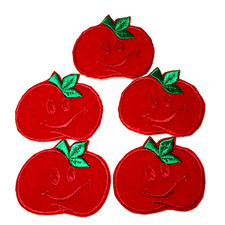 Vintage Self adhesive and/or Sew on Patches Happy Apple 2.25" - 3" Embroidered