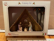 MORANDUZZO NATIVITY SET NIB CM6 STABLE TREES NATIVITY HANDMADE & PAINTED TUSCANY