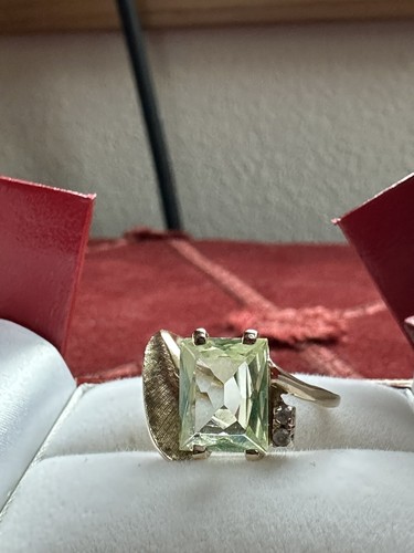 10k massiver Gelbgold Smaragd Schliff Peridot Schlangenring Antik 1970er Vintage 3,12 Gr. - Bild 14 von 24