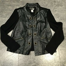Ladies Black Leather Jacket/cardigan Small