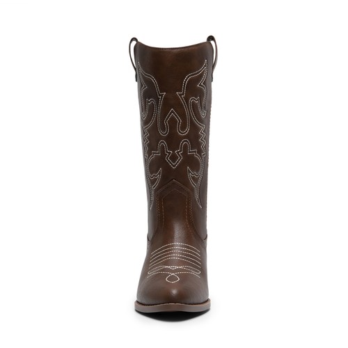 Damen Cowboystiefel Schlupf Cowgirl Stiefel Halbhohe Reitstiefel Westernstiefel - Bild 25 von 45