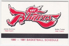 1980-81 VSC VALDOSTA STATE UNIVERSITY BLAZERS BASKETBALL POCKET SCHEDULE 
