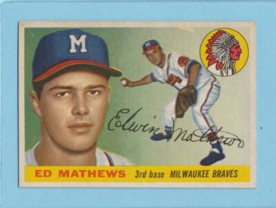 1955 Topps Eddie Mathews #155 HOF Milwaukee Braves NM DEAD