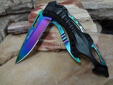 Tac-Force Assisted Rainbow Blade Rescue Tactical Pocket Knife ViB Bottle Opener
