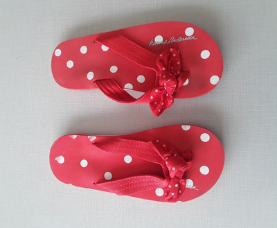 Hanna Andersson Red Bow Thong Flip Flops Polka Dot Girls Size 13/1 M ...