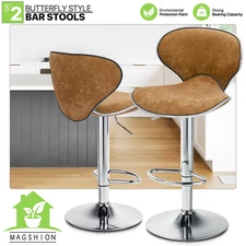 2pcs Counter Height Bar Stool Adjustable Swivel Dinning Chair Velvet Curved Seat