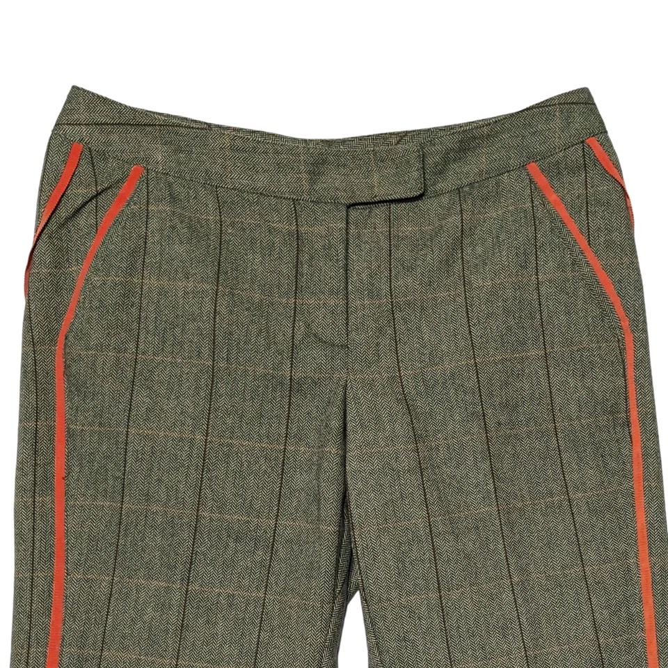 Pantalón Vintage The Limited Talla 4 Mezcla de Lana Verde Naranja Rayas Tiro Bajo Y2K Foto 4 de 4