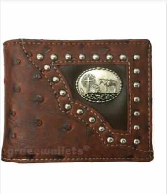 Cross Praying Cowboy Mens Wallet Texas Western Bifold W012-33 Brown