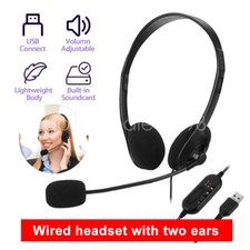 USB Computer Headset with Microphone Noise Cancelling Lightweight Wired Headset