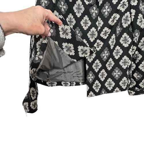 Sigrid Olsen Black/White/Gray Floral Textured Career Blazer Sz 6 - Picture 10 of 15