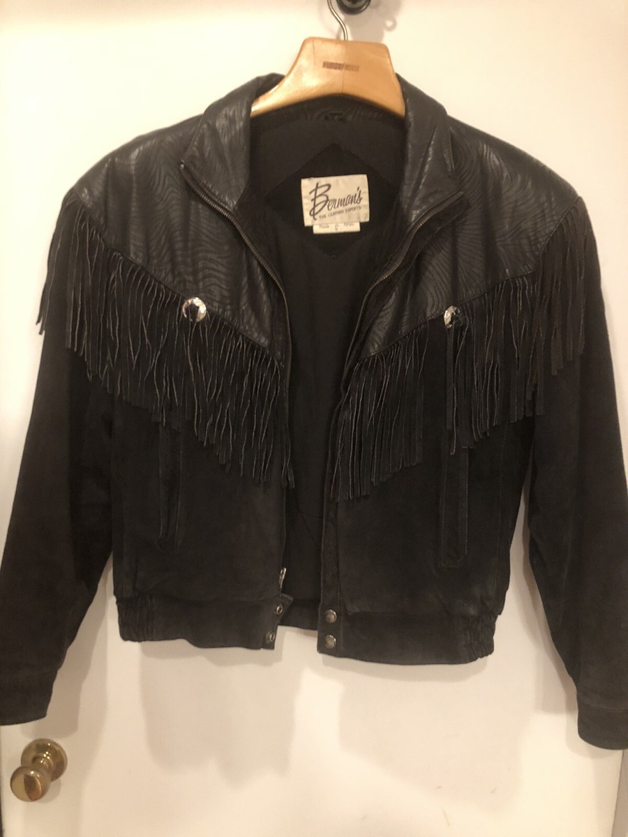 Vintage Leather/Suede Fringe Jacket Black Size Small | eBay Vintage Leather/Suede Fringe Jacket Black Size Small | eBay
