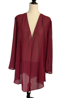 DRAPER S & DAMON S WOMAN PLUS 2X BURGUNDY CARDIGAN SPECIAL EVENT CASUAL