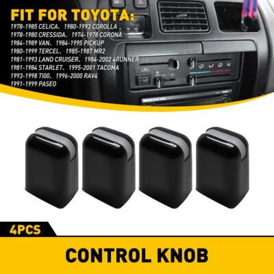 4pcs AC Heater Knob ABS Replacement for 1991-99 TOYOTA PASEO 1996-00 TOYOTA RAV4
