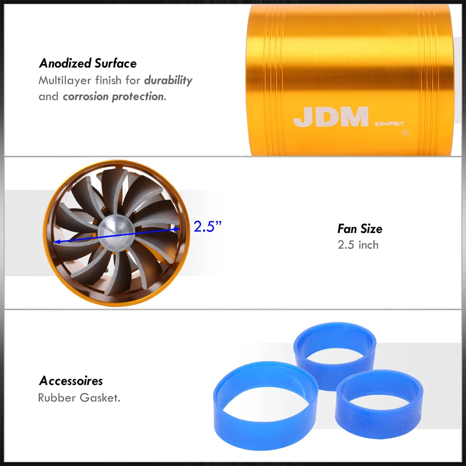 For 2.5" Intake Turbonator Jdm Dual Fan Gas/Fuel Saver Gold For Toyota Foto 3 de 4