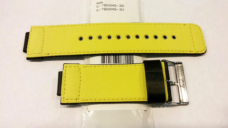Correa de repuesto genuina Casio para G SHOCK G7900MS-3 nailon negro y amarillo nueva Foto 2 de 2