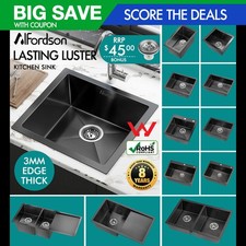 ALFORDSON Black Kitchen Sink Single Double Stainless Steel Top Under Mount Bowl