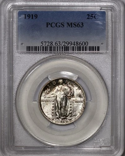 1919 Standing Liberty Quarter PCGS MS63 - Very Flashy!