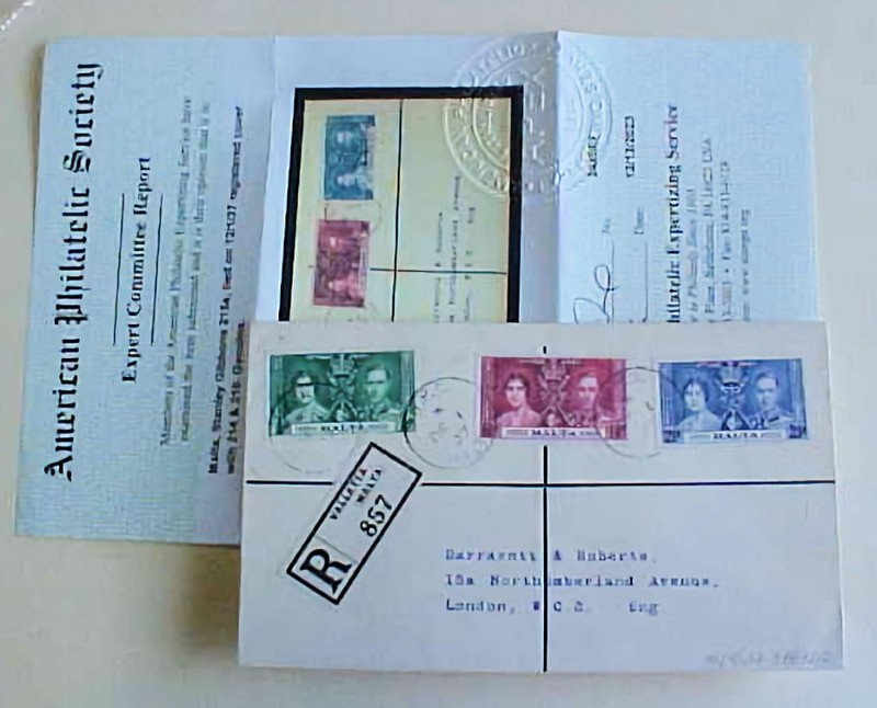 MALTA #215A GENUINE  cat.650POUNDS FOR STAMPS ($850.00) WITH CERTIFICATE