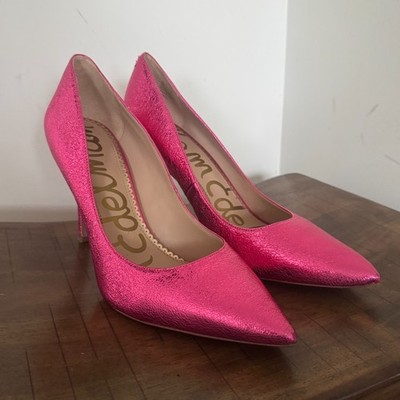 Sam Edelman Pink Metallic Leather Pointed Toe Stiletto Heels Women's 10M