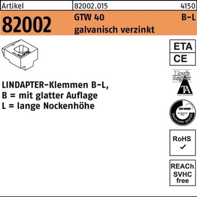 LINDAPTER 082002031050120000 Klemmen R 82002 GTW 40 LM 12 / 9,5 galvanisch verzi