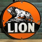 VINTAGE LION GASOLINE PORCELAIN GAS MOTOR OIL SIGN