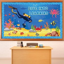 Sea Animals Bulletin Board Set, Dive into Learning Decor, Fish Cutouts