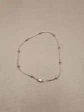 Silver Plated Ball Snake Chain Link Anklet 10.25"