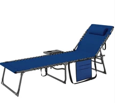 Folding Outdoor Chaise Lounge Chair Tanning Chair With 5-Level Adjustable Back