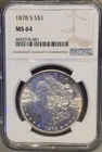 1878-S Morgan Silver Dollar NGC MS64